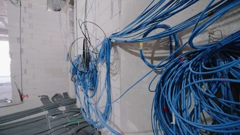 Electrical Cables On The Wall Construction Works Construction Pipes On The Floor Stock Footage 264687635
