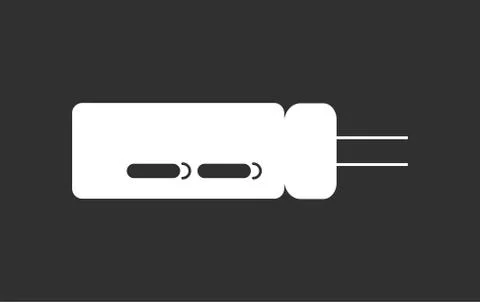 Electrical capasitor vector symbol on black background. Thru-hole electrolytic Stock Illustration