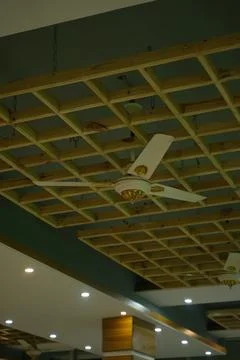 Electrical ceiling fan hanging from the ceiling Stock Photos