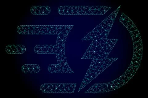 Electrical Charge Polygonal Frame Vector Mesh with Fast Motion Effect Illustrazione stock