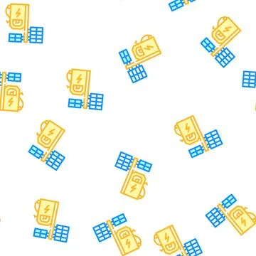 Electrical charging station with solar panel vector seamless pattern イラスト素材
