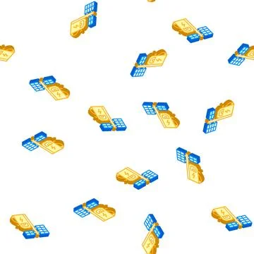Electrical charging station with solar panel isometric icon seamless pattern Stock Illustration