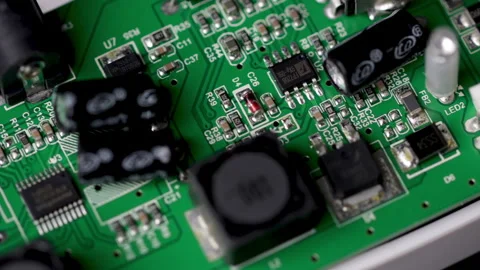 Electrical circuit board close up led light. Stock Footage 308747721