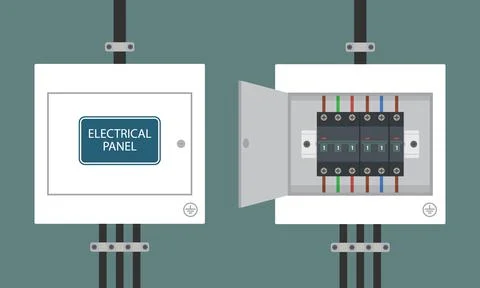 Electrical Circuit Breaker Panel Vector Set Stock Illustration