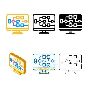 Electrical circuit computer screen color variety icon vector 库存插图