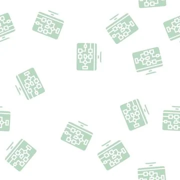 Electrical circuit computer screen glyph vector seamless pattern Illustrazione stock