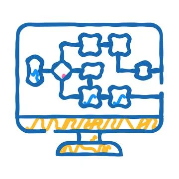 Electrical circuit computer screen icon doodle illustration Illustrazione stock