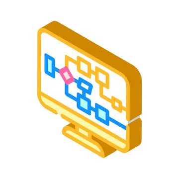 Electrical circuit computer screen isometric icon vector illustration Illustrazione stock