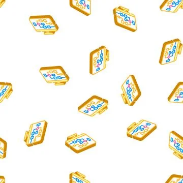 Electrical circuit computer screen isometric icon seamless pattern Stock Illustration