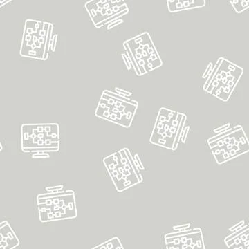 Electrical circuit computer screen line vector seamless pattern Illustrazione stock