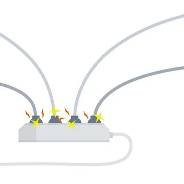 Electrical circuit. Connector and plug. System overload. Stock Illustration