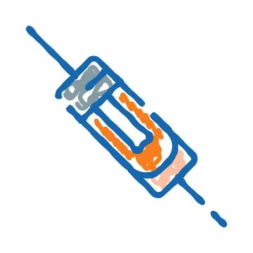 Electrical circuit fuse component safety doodle icon Illustrazione stock