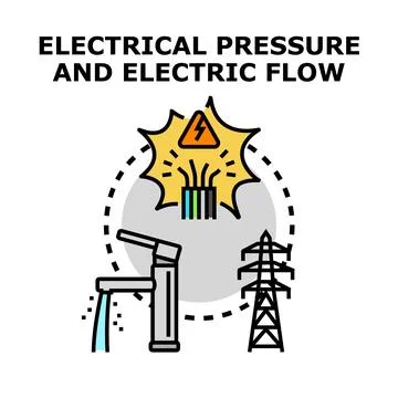 Electrical circuit pressure and current flow concept Stock Illustration