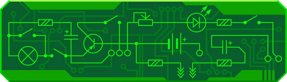 Electrical circuit of radio device. Vector Stock Illustration