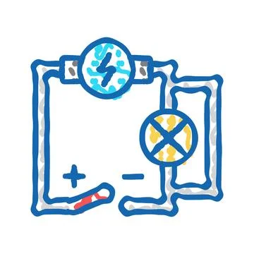 Electrical circuit tool work icon doodle illustration Stock Illustration