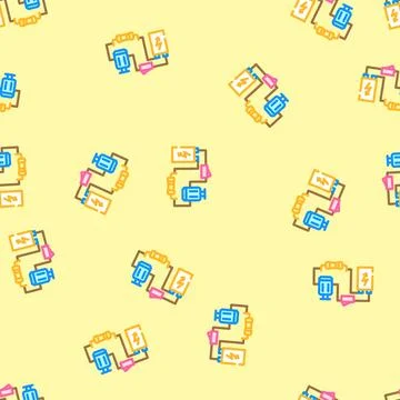 Electrical circuit tool work vector seamless pattern Illustrazione stock