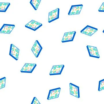 Electrical circuits isometric icon seamless pattern sign Stock Illustration