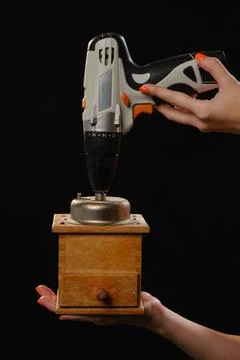 Electrical coffee grinder Stockfoto's