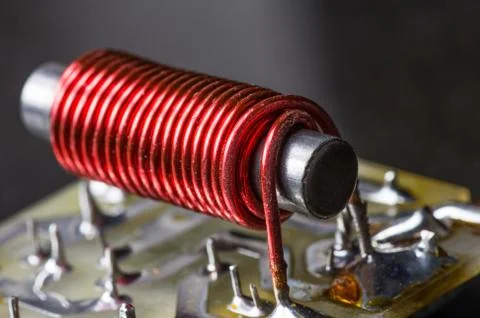 Electrical coil with iron core Stock Photos