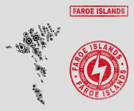 Electrical Collage Faroe Islands Map and Snow and Scratched Seals 스톡 일러스트