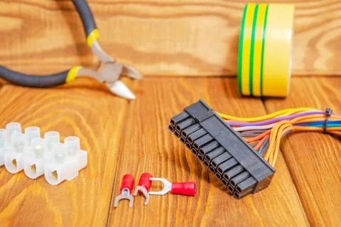 Electrical component kit for use in electrical installations Stock Photos