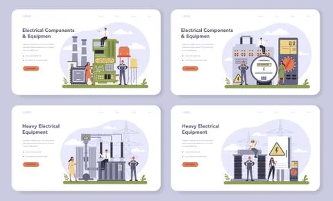 Electrical components and equipment industry web banner or landing Stock Illustration