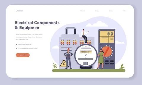 Electrical components and equipment industry web banner or landing Stock Illustration