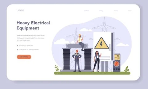 Electrical components and equipment industry web banner or landing Stock Illustration