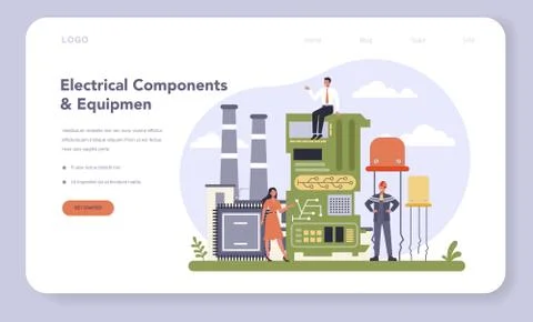 Electrical components and equipment industry web banner or landing Stock Illustration