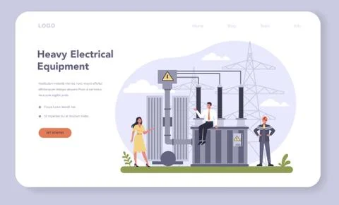 Electrical components and equipment industry web banner or landing Stock Illustration
