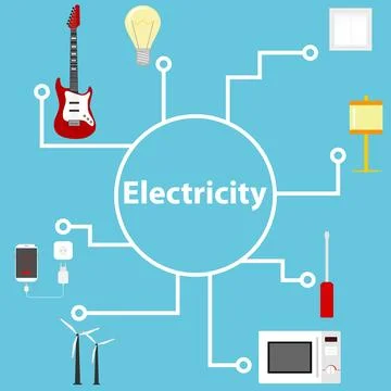 Electrical composition with electrification elements. Connecting electrical. Illustrazione stock