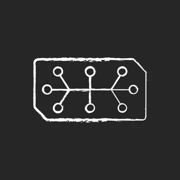 Electrical computer parts chalk white icon on black background Illustrazione stock
