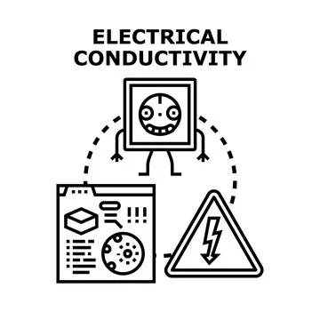 Electrical conductivity concept with character and safety warning Illustrazione stock