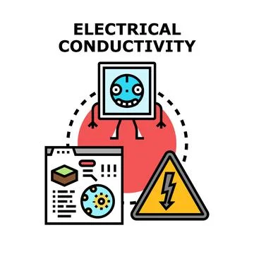 Electrical conductivity concept with character and safety warning Stock Illustration