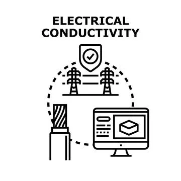 Electrical conductivity concept with power lines and wire Stock Illustration