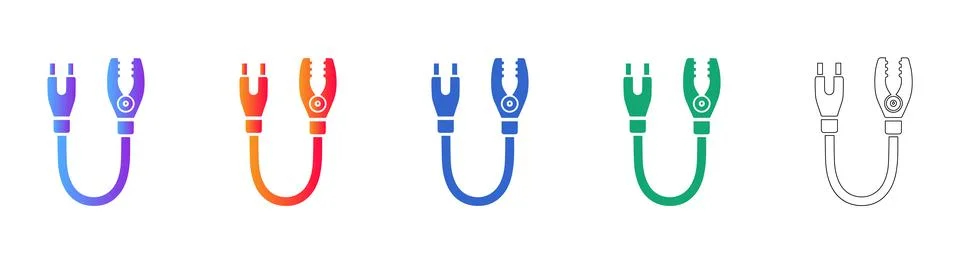 Electrical Connector Cable Icon Set Illustrazione stock