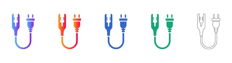 Electrical Connector Cable Icon Set Stock Illustration