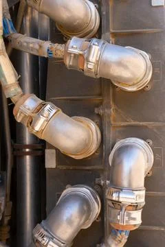 Electrical connectors of an engine electronics computer on a turbine engine. Stock Photos