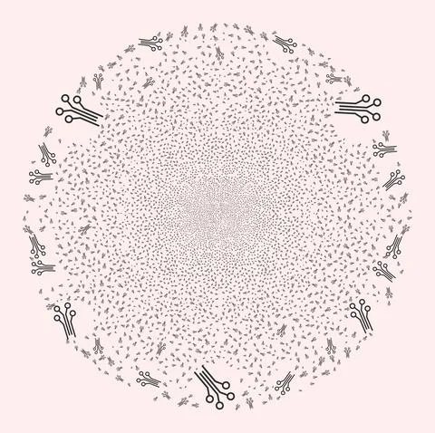 Electrical Connectors Icon Collage Exploding Round Globula Illustrazione stock