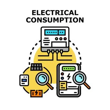 Electrical consumption measuring and energy management concept Stock Illustration