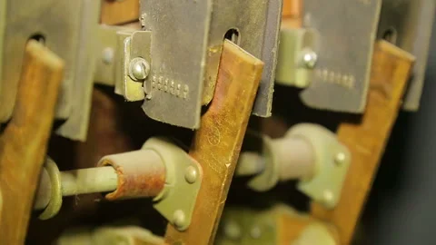 Electrical contacts arc suppressors in a switchboard in a control room panel Video stock 104760178