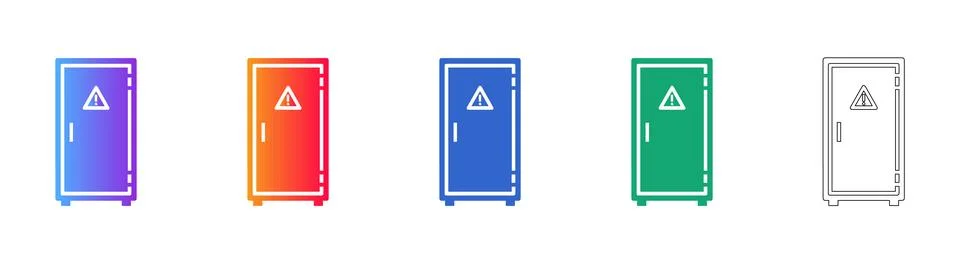 Electrical Control Cabinet Danger Icon Set Illustrazione stock