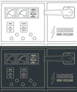 Electrical control panel board drawings Illustrazione stock