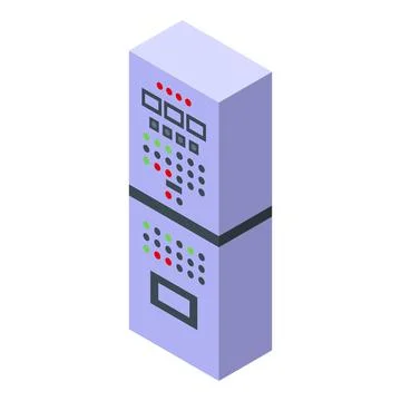 Electrical control panel with buttons and switches is showing information a.. Illustrazione stock