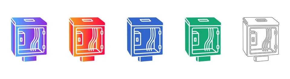 Electrical Control Panel Cabinet Icons Stock Illustration