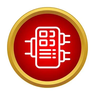 Electrical control panel with connections in red circle icon Stock Illustration