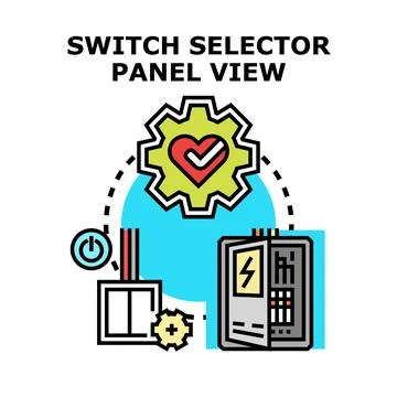 Electrical control panel managing power selection process Stock Illustration