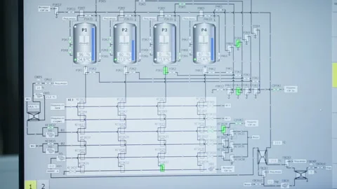 Electrical Control Panel Screen. Settings.Four Tanks With Different Temperatures Stock Footage 272767509