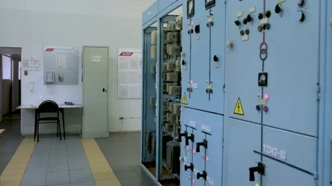 Electrical control panel in substation in manufacturing industrial plant Stock Footage 140846211
