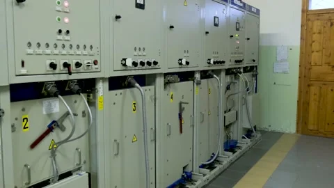 Electrical control panel in substation in manufacturing industrial plant Stock Footage 140846701